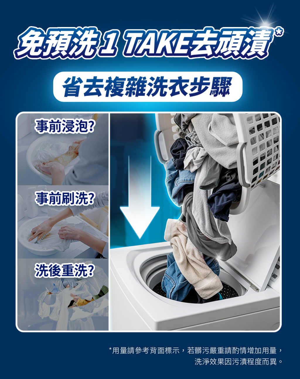 免預洗 1 TAKE 去頑漬